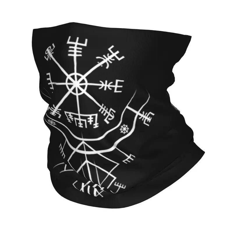 Nose Mythology Vegvisir เข็มทิศไวกิ้งผ้าพันคอคอพิมพ์หน้ากากผ้าพันคอ Warm Balaclava ขี่จักรยานสําหรับ