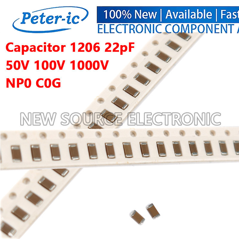 (10 ชิ้น) 1206 22pF Capacitor ±10% ±5% 50V 100V 1000V NP0 C0G SMD ชิป Multilayer ตัวเก็บประจุเซรามิก
