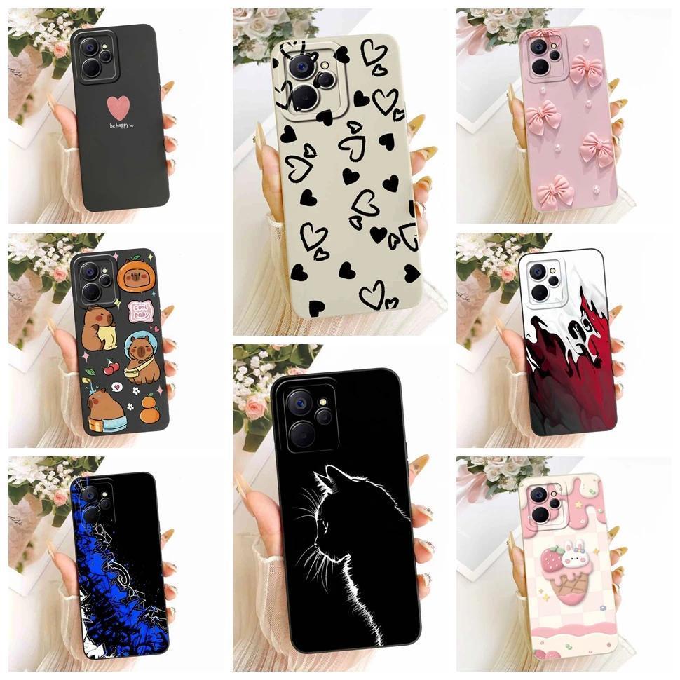 สําหรับRealme 9i 5G RMX3612 กรณีการออกแบบที่เรียบง่ายLove CatซิลิโคนปกหลังสําหรับRealme 10 5G RMX366