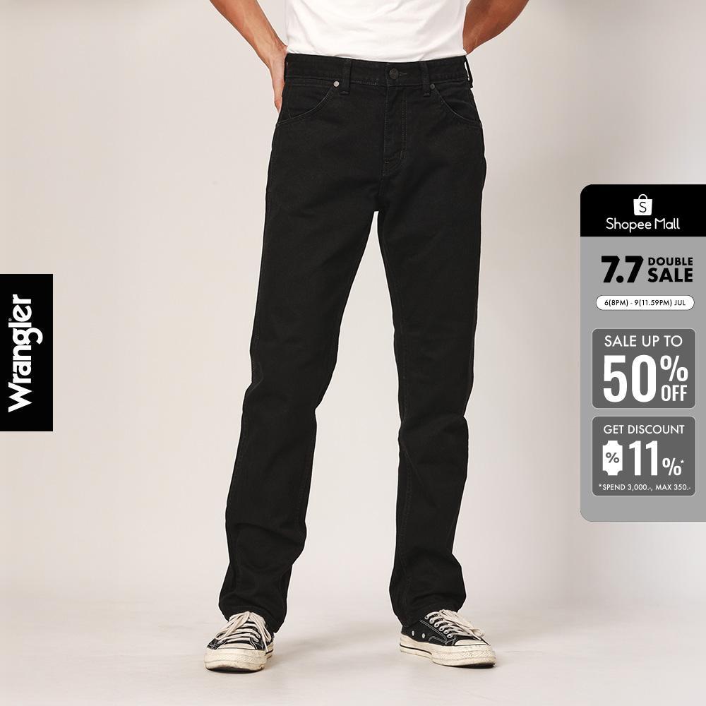WRANGLER กางเกงยีนส์ผู้ชาย คอลเลคชั่น Biker Look เอวกลาง ทรงตรง รุ่น WR F425MGREN30 สีดำ