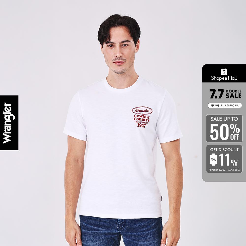 WRANGLER เสื้อยืดแขนสั้นผู้ชาย คอลเลคชั่น Beyond Indigo รุ่น WR S326MTSSN40 สีขาว