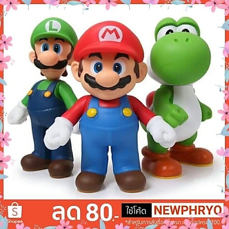 ( พรเอมส่ง ) โมเดล มาริโอ้ Mario Bros 3ตัว/เซ็ต ของเล่นเด็ก น่ารักมาก