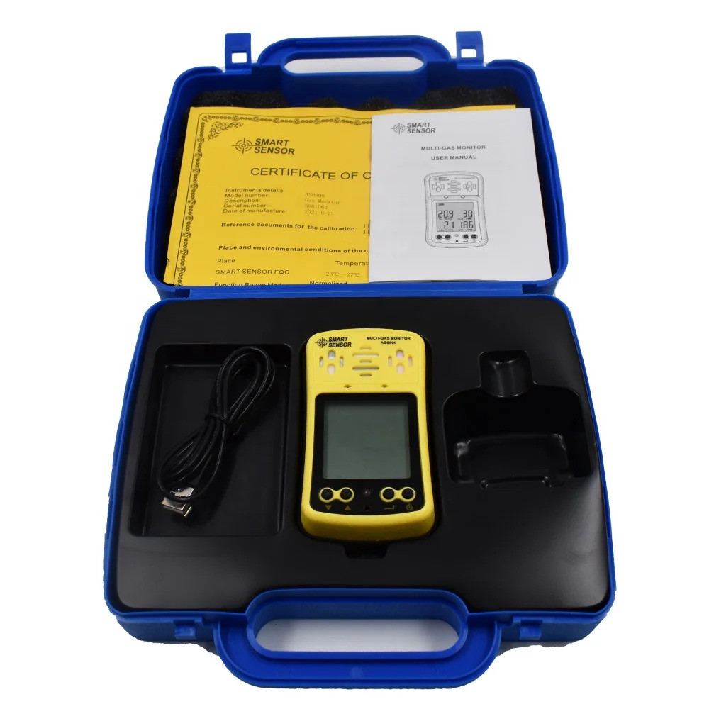 ใหม่แท้ AS8900 Smart Sensor 4 in 1 เครื่องวิเคราะห์เครื่องตรวจจับก๊าซแบบเคลื่อนย้ายได้ Handheld Mult