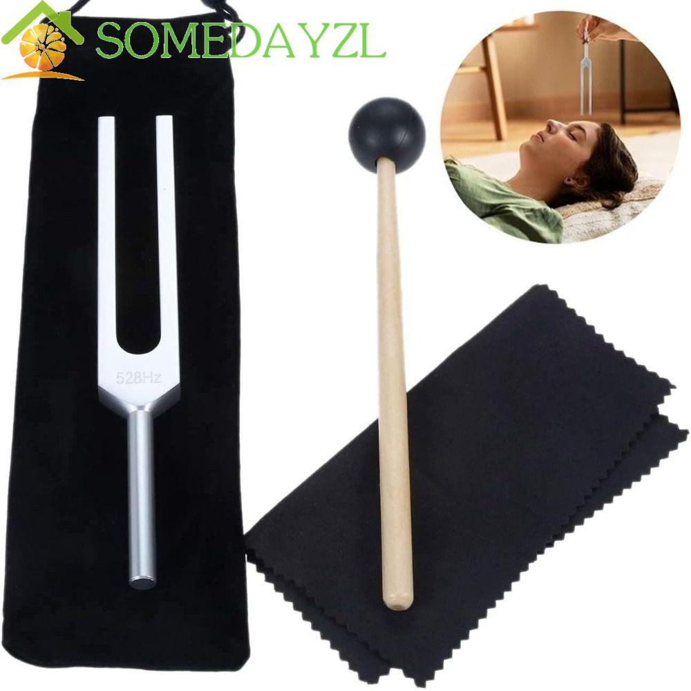 SOMEDAYZL ชุดส้อมปรับ, 528Hz Ergonomic Bio-Acostic Tuning Fork, เสียงเครื่องมือสั่นสะเทือน Professional Reliever ความเครียดพร้อมกระเป๋าทําความสะอาดหูและเครื่องมือสั่นสะเทือนโยคะ