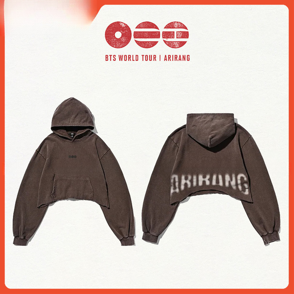 BANGTAN ARIRANG WORLD TOUR JAPAN Merch Crop Hoodie Unisex Vintage Plus ขนาดหลวม JUNGKOOK JIMIN V เสื