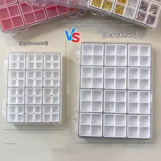 RENBG พลาสติกใสกล่องเก็บเครื่องสําอาง 48 ช่องพร้อมฝาปิดที่ถอดออกได้กริดสําหรับขนตาปลอม Glitter แต่งหน้าเครื่องมือ TH