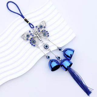 กระดิ่งลม ดวงตาปีศาจ สีฟ้า EVIL EYE โมบายฮวงจุ้ย เสริมดวงชะตา เรียกทรัพย์ นำโชคดี ตกแต่งบ้าน กระดิ่งลมฮวงจุ้ย