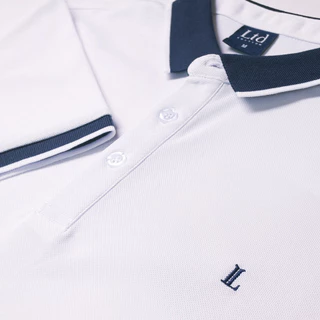 LTD เสื้อโปโลแขนสั้น ผู้ชาย สีขาว | Pique polo banded collar | 03636