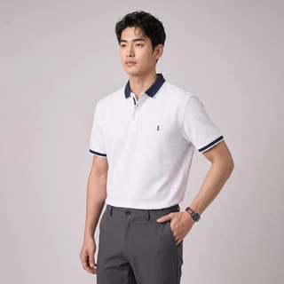 LTD เสื้อโปโลแขนสั้น ผู้ชาย สีขาว | Pique polo banded collar | 03636