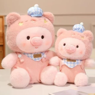 COD ตุ๊กตาหมู ตุ๊กตาขนฟูหมู ชุดเอี๊ยมสุดคิ้วท์ นุ่มนิ่มน่ารัก 23 ซม ของขวัญเด็ก ของขวัญวันเกิด