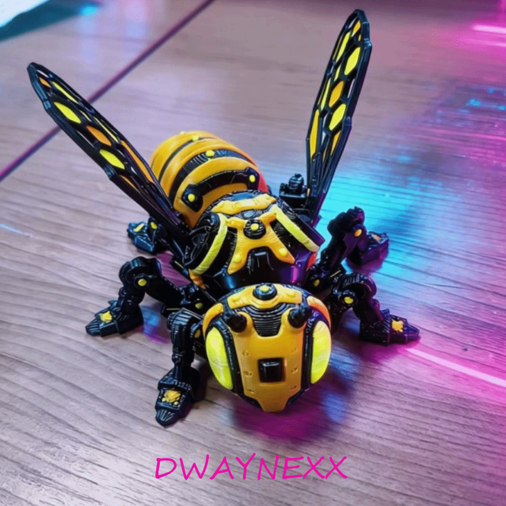 DWAYNEXX 3D พิมพ์ผึ้งกล, 3D พิมพ์จําลอง Cyberpunk Articulated Bee ของเล่น,วันหยุดปีกที่ถอดออกได้ Movable Joint Articulated Bee ของเล่นตกแต่งโต๊ะ