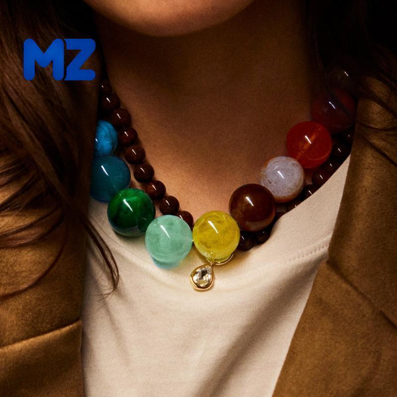 [MZ] Fashion Dopamine Bohemian Nelace with Vibrant Acrylic Bead for Cheerful Spring Summer Fashion