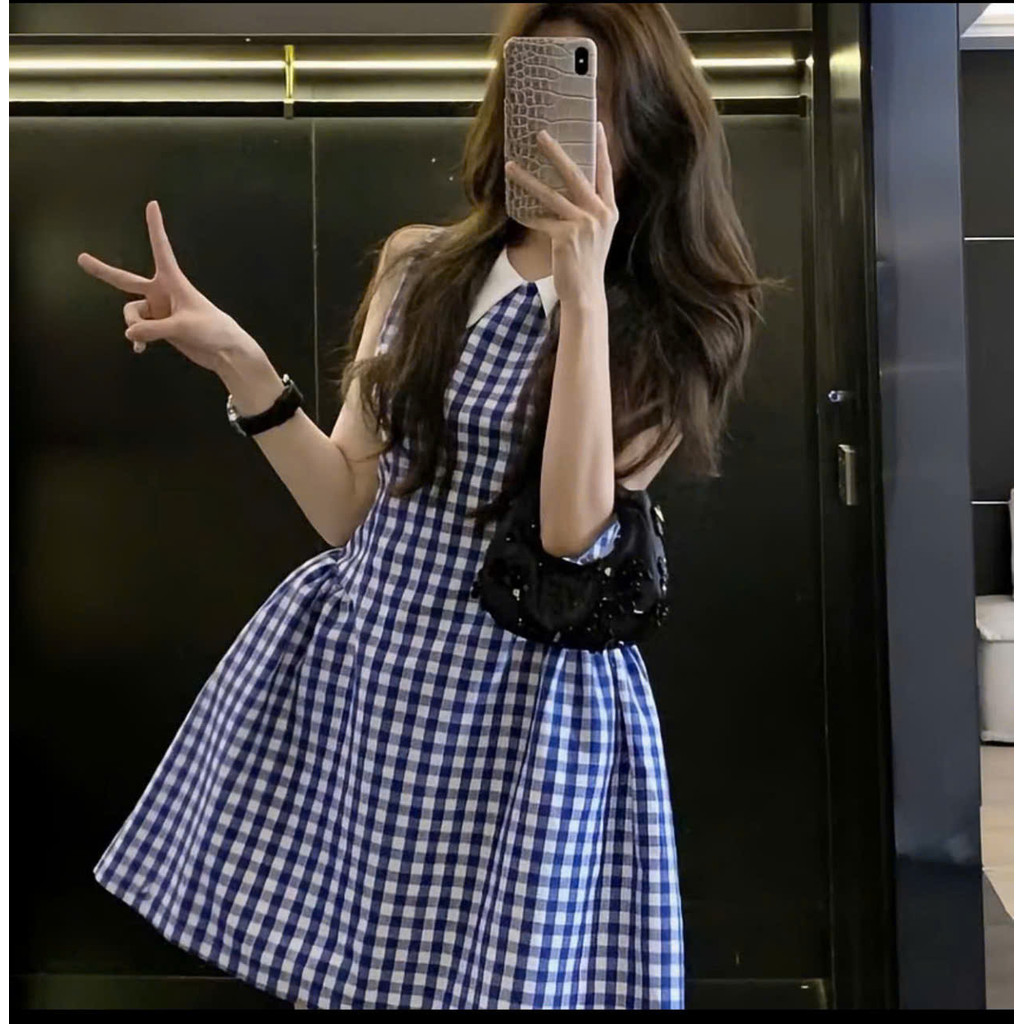 CARO เดรสคอปกเสื้อเชิ้ตสีขาว 3 สี BLUE - BLACK - RED cover Biceps และปกปิด BellyNyNa Fashion