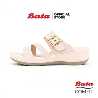 Bata รองเทาเเตะลำลอง SLIP ON แบบสวม ใส่ง่ายน้ำหนักเบา ดีไซน์เก๋ สูง 1.5 นิ้ว สีเบจ รหัส 6618838