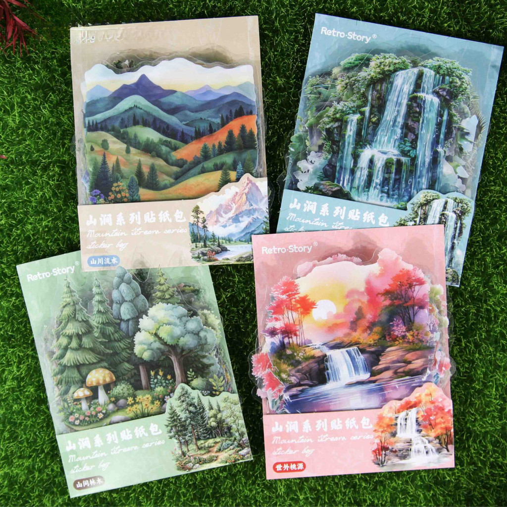 นายกระดาษ 20 ชิ้น/ถุงสติกเกอร์สัตว์เลี้ยงกระเป๋า alpine meadow สตรีมรูปแบบน้ําตกหนังสือมือสติกเกอร์ภูมิทัศน์ DIY การ์ดอวยพรถ้วยไดอารี่อัลบั้มโทรศัพท์มือถือกรณีตกแ