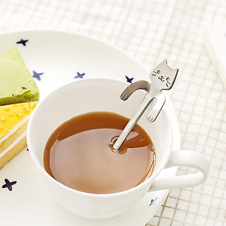 Thejoyful ช้อนกาแฟ สแตนเลส ช้อนขนม ด้ามยาว spoon รูปที่ 3