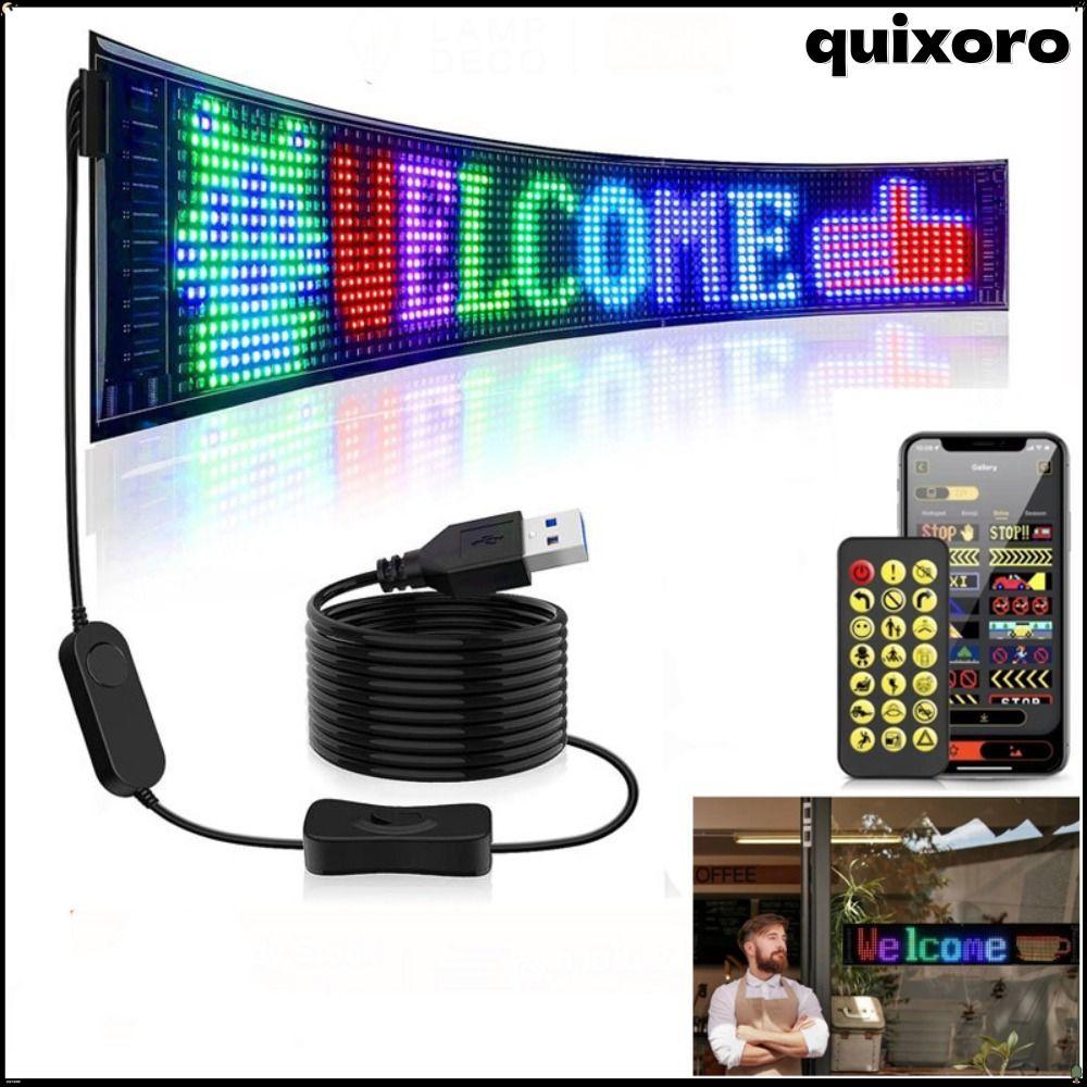 QUIXORO แผงพิกเซล LED Matrix, จอแสดงผลโฆษณาแบบยืดหยุ่นกันน้ํา, หน้าจอ LED แบบตั้งโปรแกรมได้ USB 5V แอดเดรสได้
