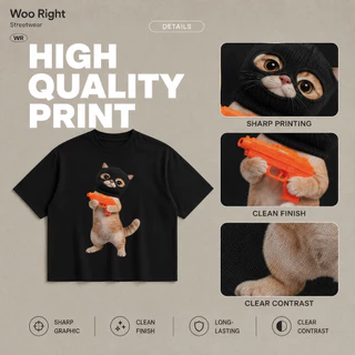 COD จัดส่งตลอด 24 ชั่วโมง Woo Right Boxy crop tee เสื้อยืดผู้ชาย oversize เสื้อแฟชั่นสีดำ ทรงสั้น เสื้อแฟชั่น ใส่สบาย