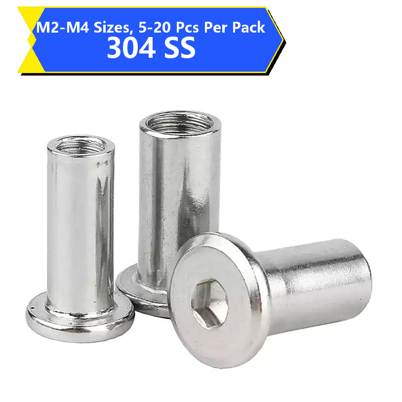บูชเกลียวในนอก M2 M3 M4 สแตนเลส 304 แข็งแรง กันสนิม (5-20pcs) M2 M3 M4 L4-80mm [HJC-MB-2]