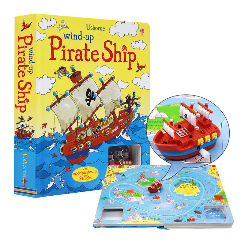 Clockwork Pirate Ship Track Toy Book English Original Usborne Wind up Pirate Ship