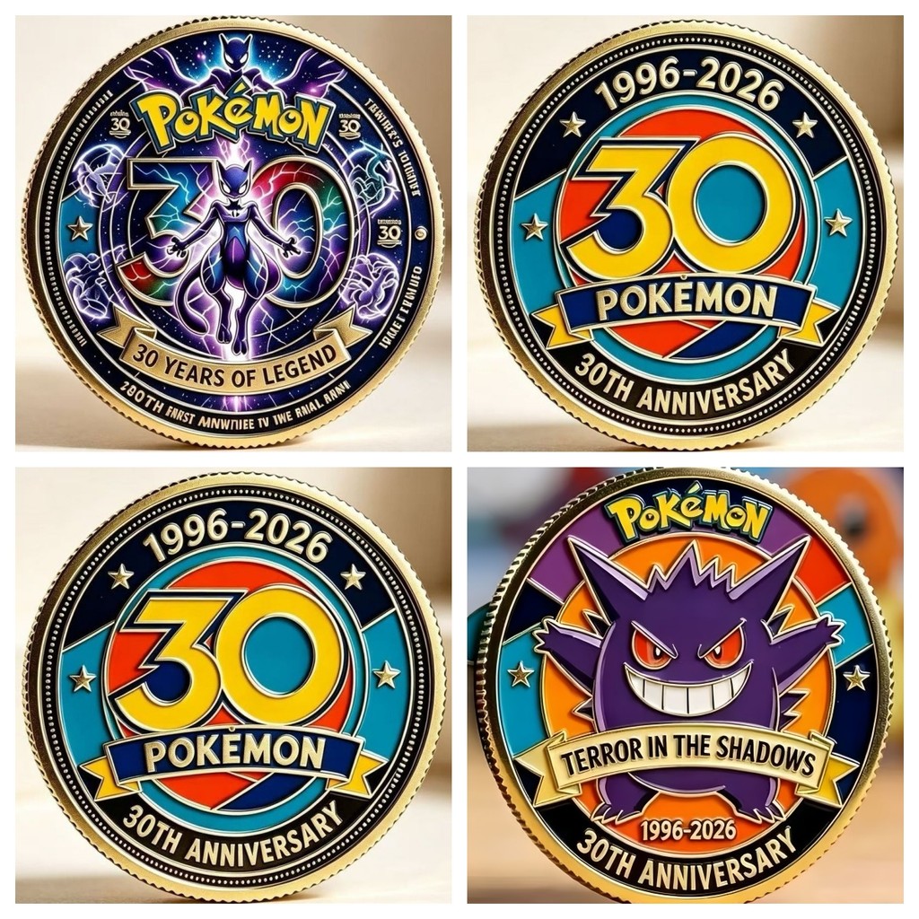 Limited Edition 2D Game & Anime Pikachu ครบรอบ 30 ปี Themed เหรียญที่ระลึกนําโชค - เกมกระดาน DIY สะสม