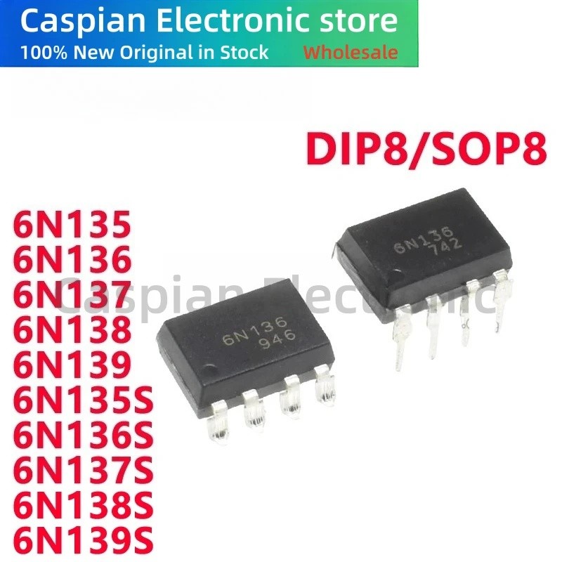 5PCS 6N135 6N136 6N137 6N138 6N139 DIP 6N135S 6N136S 6N137S 6N138S 6N139S SOP Optocoupler ชิปในสต็อก