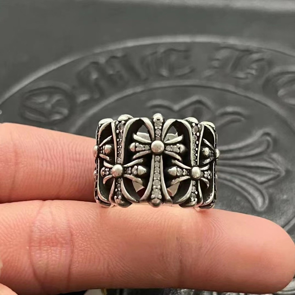 C.H Silver Plated Distressed Retro Hip Hop Index Finger Ring Ring Ring
