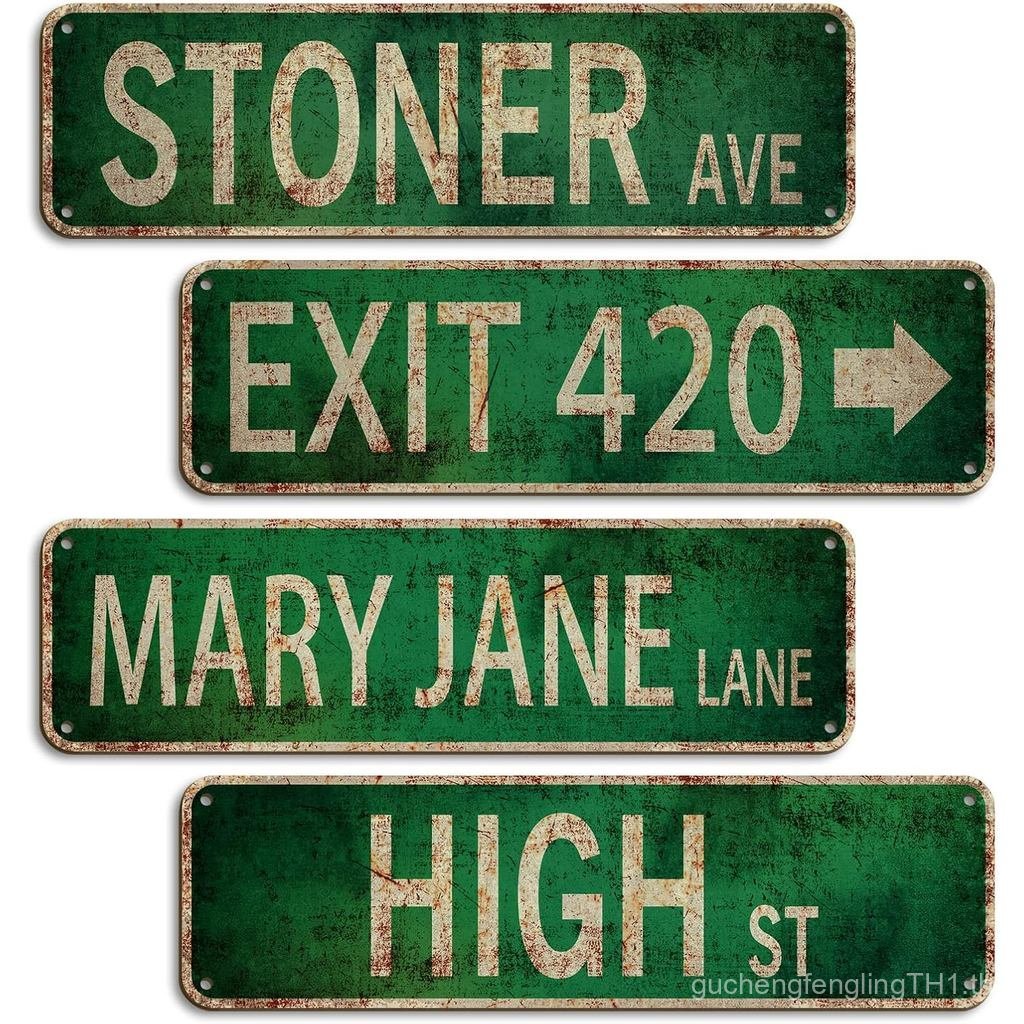 Booda ยี่ห้อ Stoner Avenue Street Sign 4 ป้ายทางออก 420 /High St/Mary Jane Lane/Stoner Ave สําหรับตก