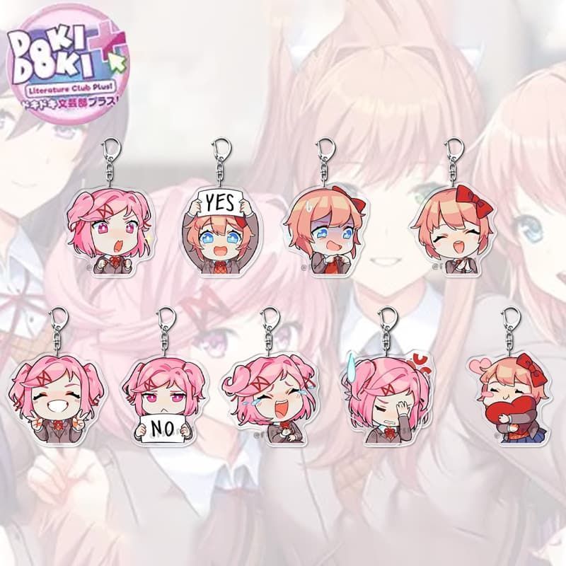 พวงกุญแจอนิเมะ Monika Sayori ‌Natsuki Yuri DDLC ผู้ชายพวงกุญแจสําหรับผู้หญิงรูปการ์ตูนอะคริลิคพวงกุญ