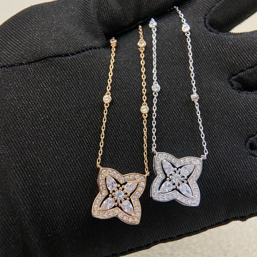 J3MB Debbie สินค้าใหม่ Full Diamond Four-pointed Star สร้อยคอเพชร Clavicle Chain ต่างหูต่างหูหญิงสร้