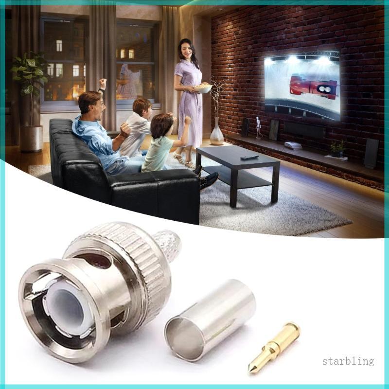 Star BNC ประเภท Solder Converter สําหรับ RG58 Coax สาย BNC ชาย CRIMP Connector 50Ohm Connector BNC ช