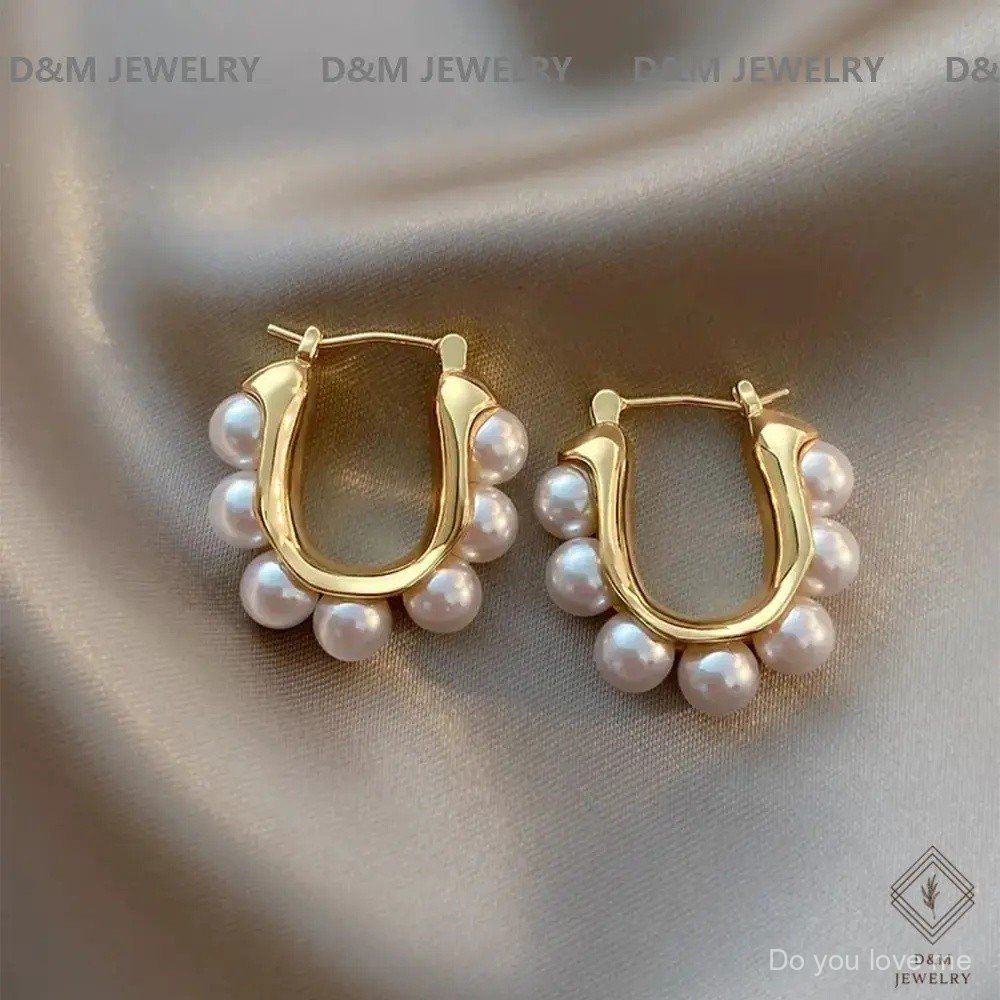 Retro Fashion Pearl Earrings Basic Pearl Ball Drop Earrings Simple Piercing Earrings For women