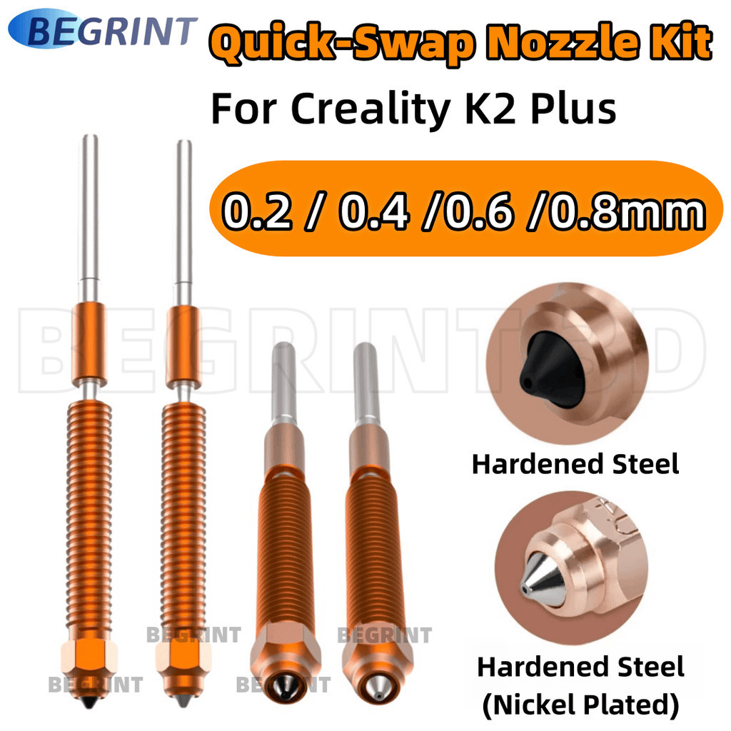 For Creality K2 Plus 3D Printer 0.2-0.8mm Quick-Swap Nozzles Kit Titanium Alloy Heat Break High Flow Nozzle For K2 Plus