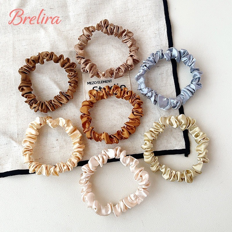 【Brelira】ยางรัดผมผ้าซาตินสีพื้น, ยางรัดผมแบบฝรั่งเศสหลากสี, ยืดหยุ่นสูง, ไม่ทำร้ายเส้นผม