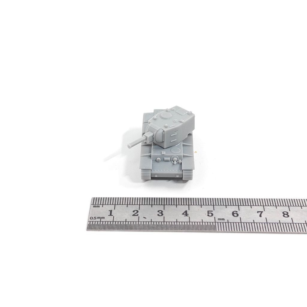 สินค้าใหม่ 1/144 Scale Russia KV-2 Tank Miniature Scale Model (ฟิล์มสีขาวที่ไม่ผ่านการทาสี)