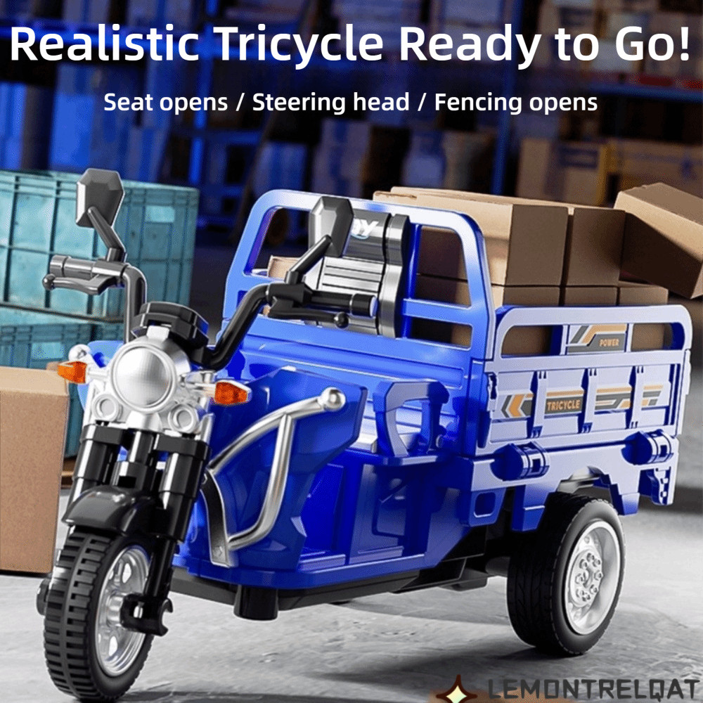 ของเล่นสามล้อจําลอง LEMONTRELQAT, Inertia Driving Openable Seat Inertia Tricycle Model, Boys Steerab