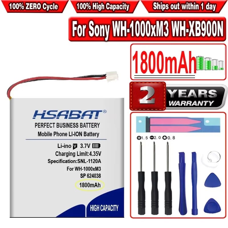 HSABAT แบตเตอรี่ 1800mAh สําหรับ Sony WH-1000XM4 XM4 WH-1000XM3 XM3 WH-1000XM5 XM5 723741 WH-1000XM2