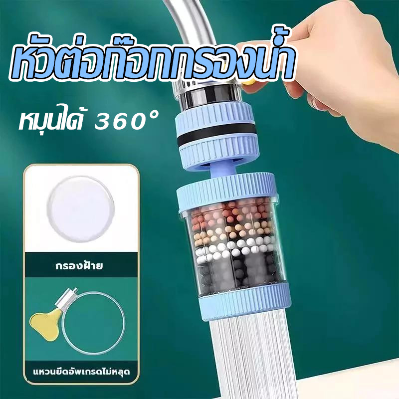 หัวกรองก๊อกน้ำ (รุ่นใหม่)หมุนได้ 360° กันน้ำกระเด็น  ไส้กรองน้ำ