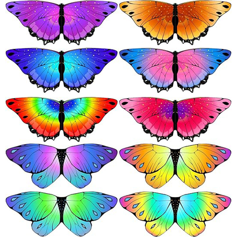 Halloween butterfly wings printed cape, colorful butterfly wings, children's performance costume pro