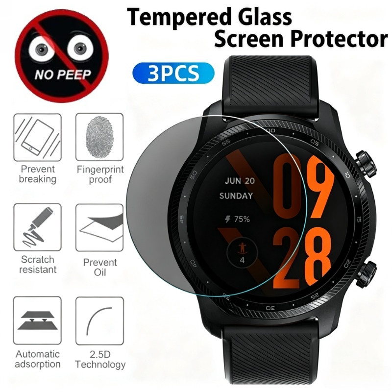 1-3 ชิ้นสําหรับ TicWatch S2 Pro 3 Ultra Anti-Spy ความเป็นส่วนตัวกระจกนิรภัยสําหรับ TicWatch GTX E2 E