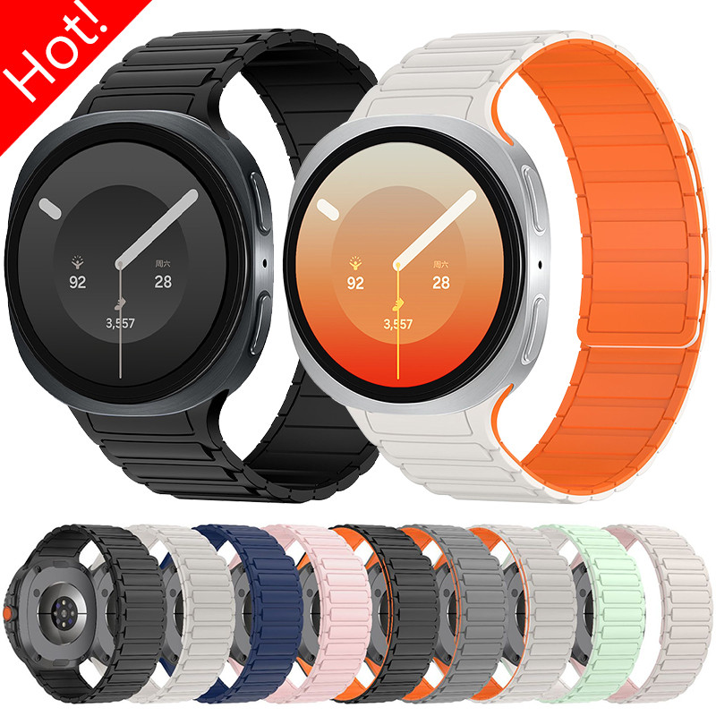 No Gaps สายรัดแม่เหล็กสําหรับ Samsung Galaxy Watch 9 8 40 มม.44 มม.8Classic 46 มม.สร้อยข้อมือสายซิลิโคนอ่อนนุ่ม