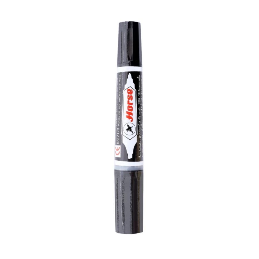 ตราม้า ปากกาเคมีดำ Horse Black 2Tip Permanent 1Pcs.