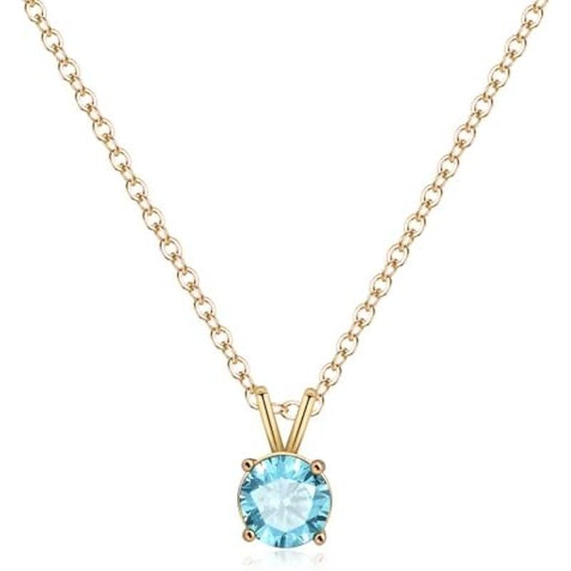สร้อยคอ 14K Dainty รอบ Birthstone จี้สร้อยคอสําหรับผู้หญิง