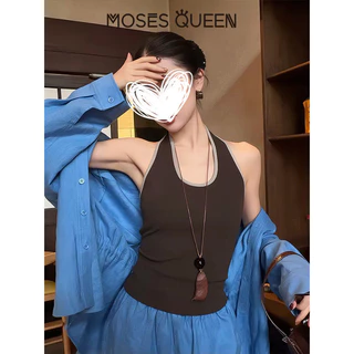 MOSESQUEEN เสื้อแจ๊กเก็ตฤดูร้อนแบบไม่มีคอปกแบบเปิดหลังแบบหลายสีย้อนยุค, ชั้นใน, เสื้อแขนกุดชั้นฐาน #63967
