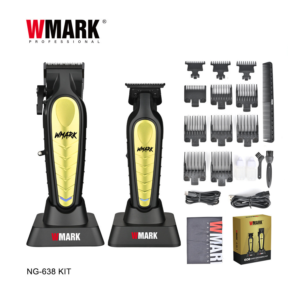 WMARK ชุดหวีและกรรไกรตัดผมแบบทูอินวัน - มอเตอร์เสียงรบกวนต่ําความเร็วสูง หัวใบมีดทนการสึกหรอ DLC ครบ