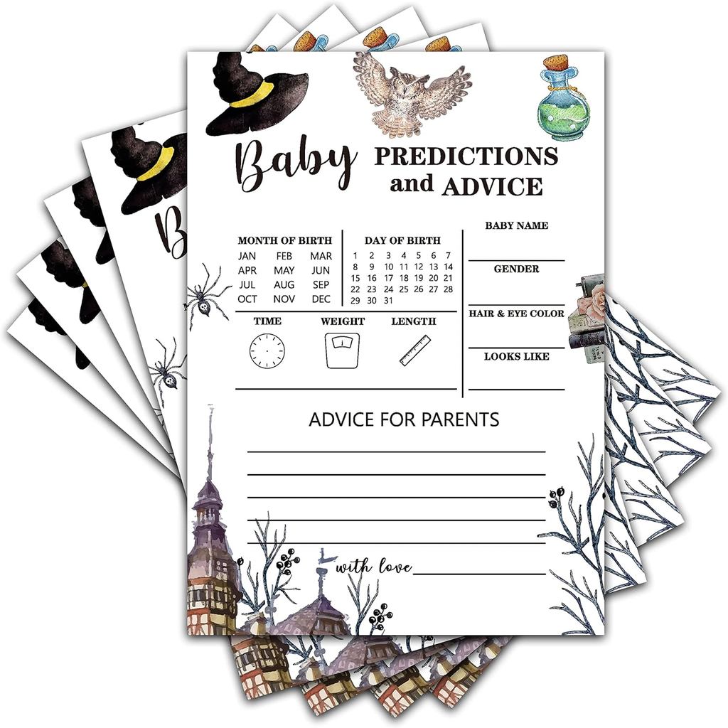 Magic School Baby Shower Party Game Baby Predictions and Advice Cards(30-Pack), Baby Gender Reveal P