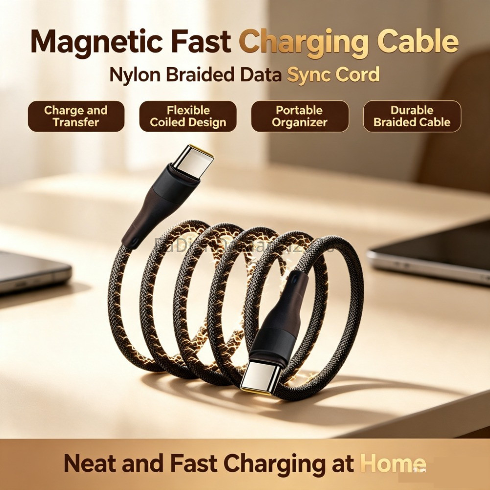 LKYBD 100W สาย USB C สายแม่เหล็กประเภท C ถึง Type C PD Fast สายชาร์จสําหรับ Vivo Y19S Pro VivoY19S P