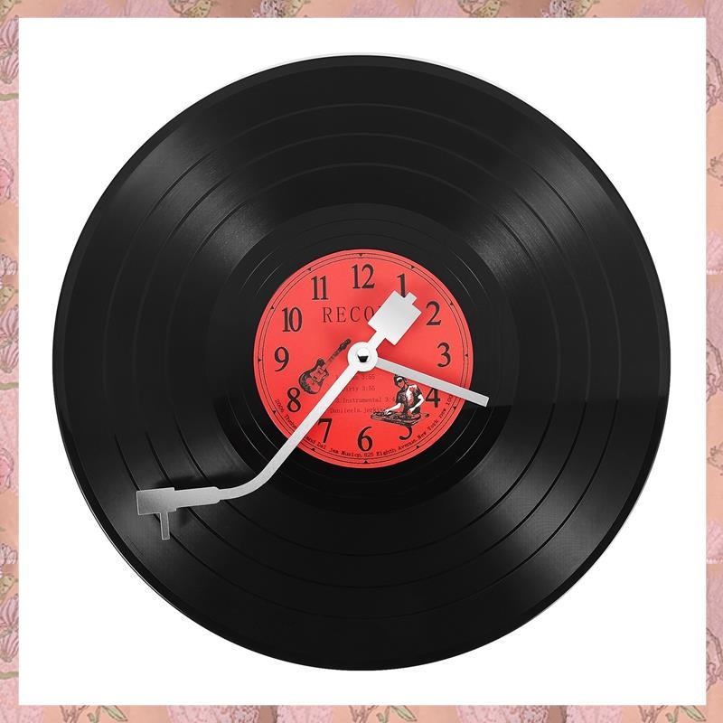 [h3w732xnj.ph] Retro Nostalgic Ultra-Quiet Clock แผ่นเสียงไวนิลบุคลิกภาพนาฬิกาแขวน Cafe Bar นาฬิกาแข
