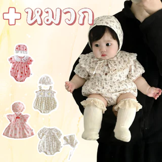 ชุดจั้มสูทเด็กผู้หญิงหน้าร้อนน่ารักพร้อมหมวก