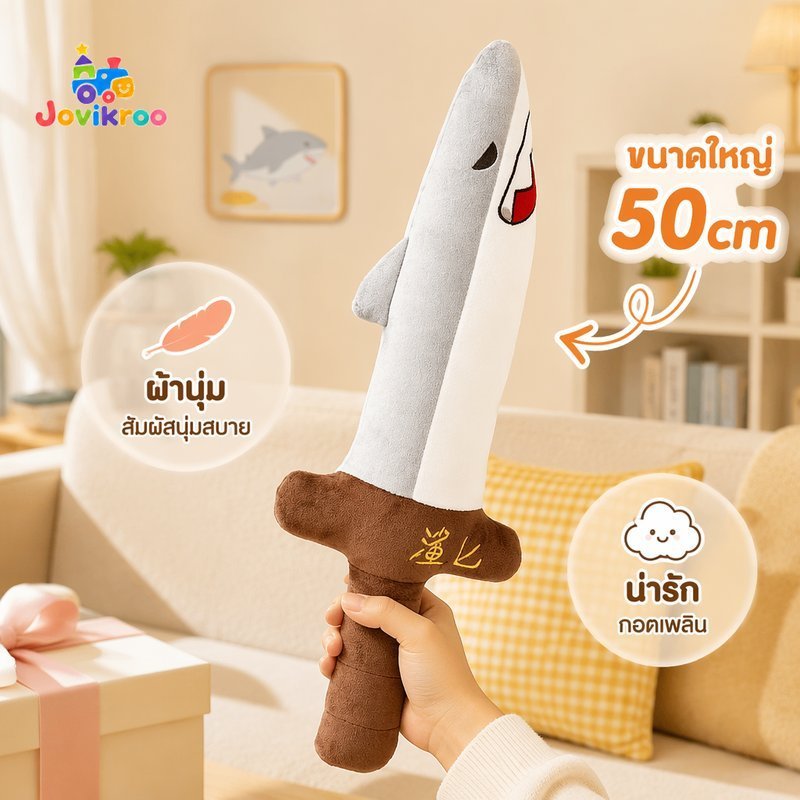 ตุ๊กตาฉลามของเล่นกริชดาบออกแบบนุ่มน่ารักตลกหมอนโต้ตอบของขวัญวันเกิดเด็ก
